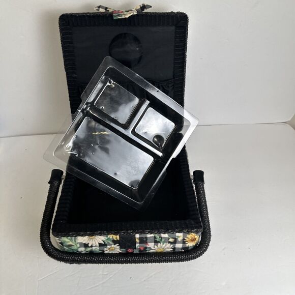 Sewing Box Basket Vintage Square Floral Design Padded w/ Handle - Picture 6 of 10